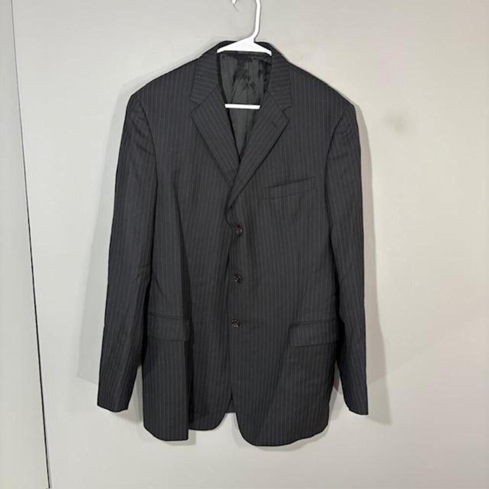 Ralph Lauren Black Label Suit Jacket Mens 44L Gray Pinstripe Wool Classic